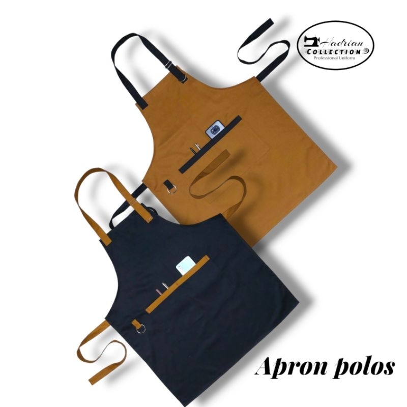 Celemek Apron Barista Waitres Barbeshop Salon Chef - Drill Grade A ( NEW PRODUK )