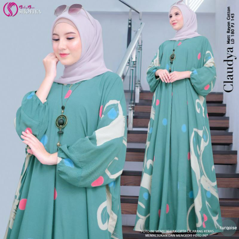 Kaftan claudia warna soft bahan rayon adem murah paling dicari ditahun 2023