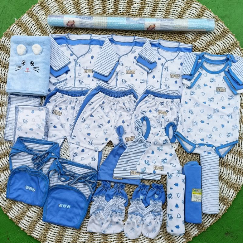 53 PCS Perlengkapan Baju Bayi Baru Lahir Seri Biru/Paket Brojol Baby Paket Komplit Terlengkap talitababywear