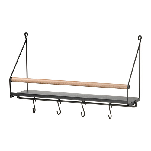 AKERBRUK Rak dinding dengan gantungan, 42x12x26 cm
