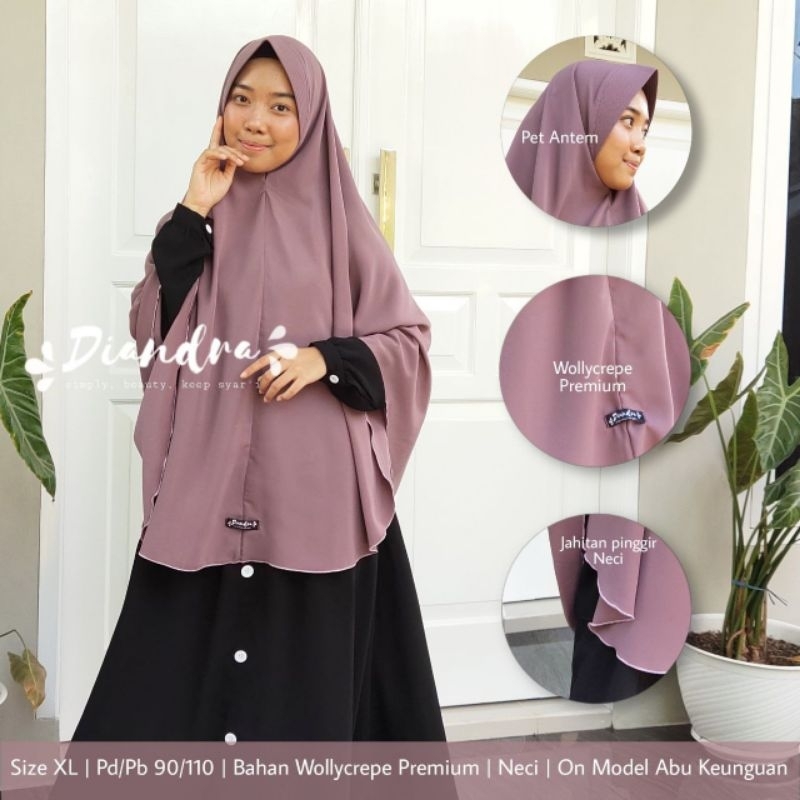 •NaraAishwa•Jilbab Wollycrepe Syar'i XL Kerudung Wollycrepe Khimar Jumbo Syar'i Pet Antem Dewasa Mer