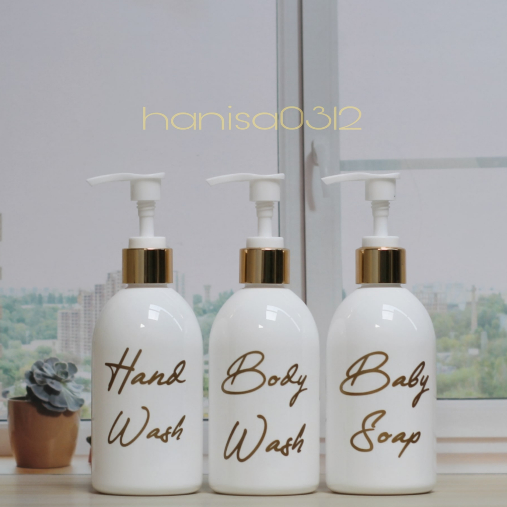 Botol Pump 250ml Putih Oval Lucu / Botol Sabun Cair Pump Aesthetic 250 Ml Luxury Gold / Botol Refill 250ml Tempat Sabun Cair