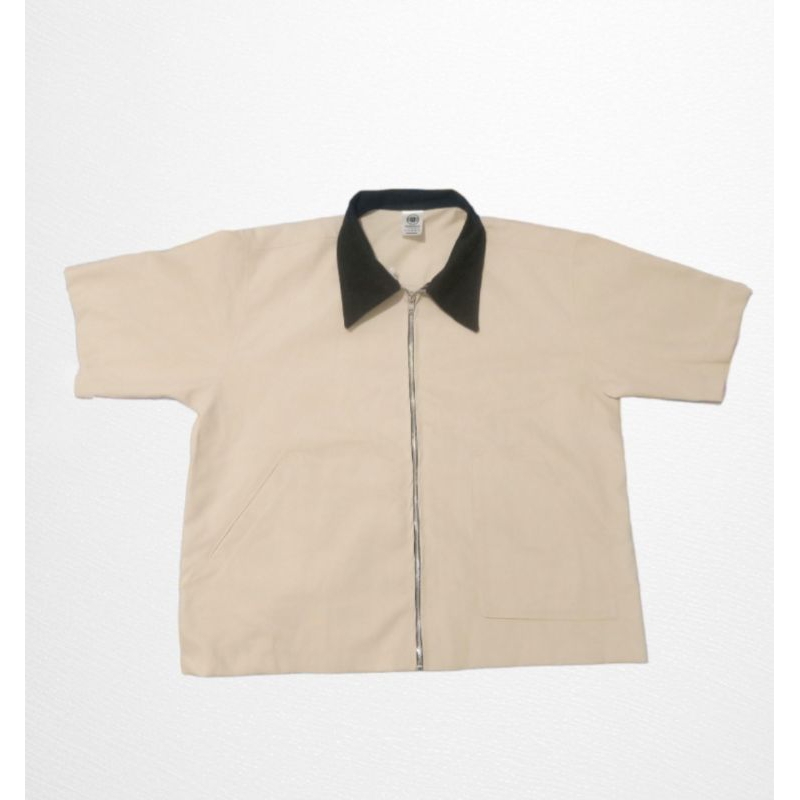 WARDKICK - Boxy Work Shirt Zipper Plain Cream