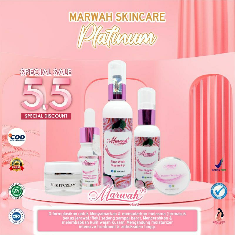 MARWAH SKINCARE PAKET PLATINUM - Paket kulit Normal Kering Melasma Flek Hitam Cerah lebih Cepat