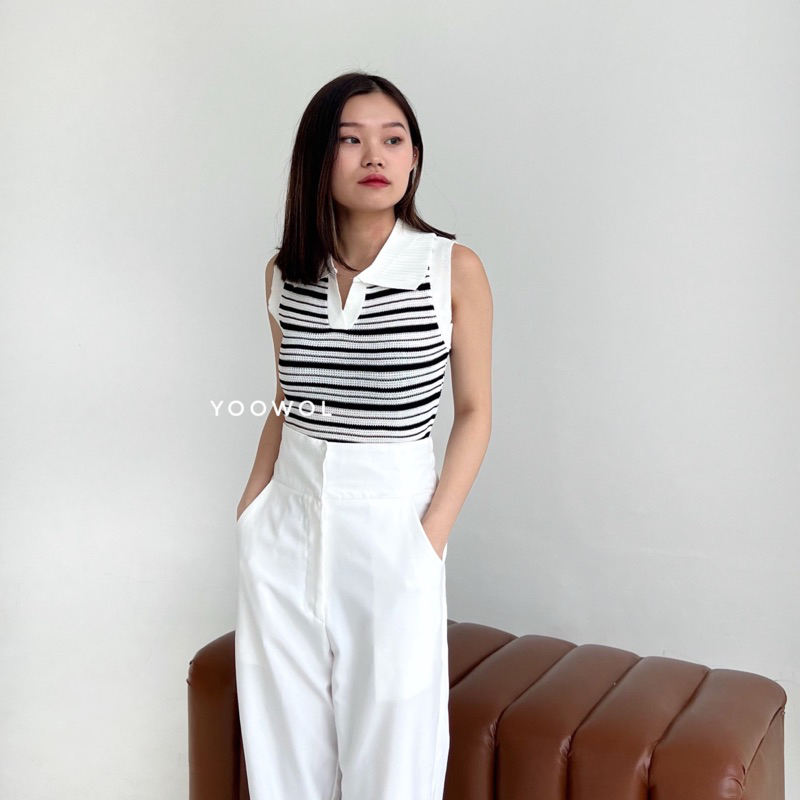 Hannah Knit Top/ Atasan Tanktop Knit Rajut Stripes Knit top