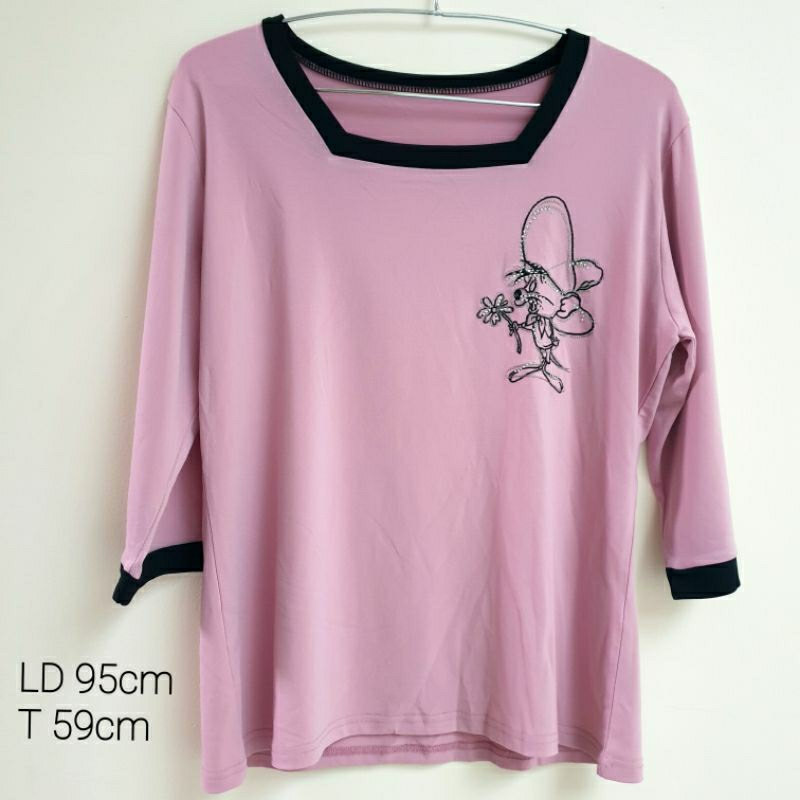 Sirano Top Blouse Kaos Blus Dusty Pink - Atasan Wanita Preloved