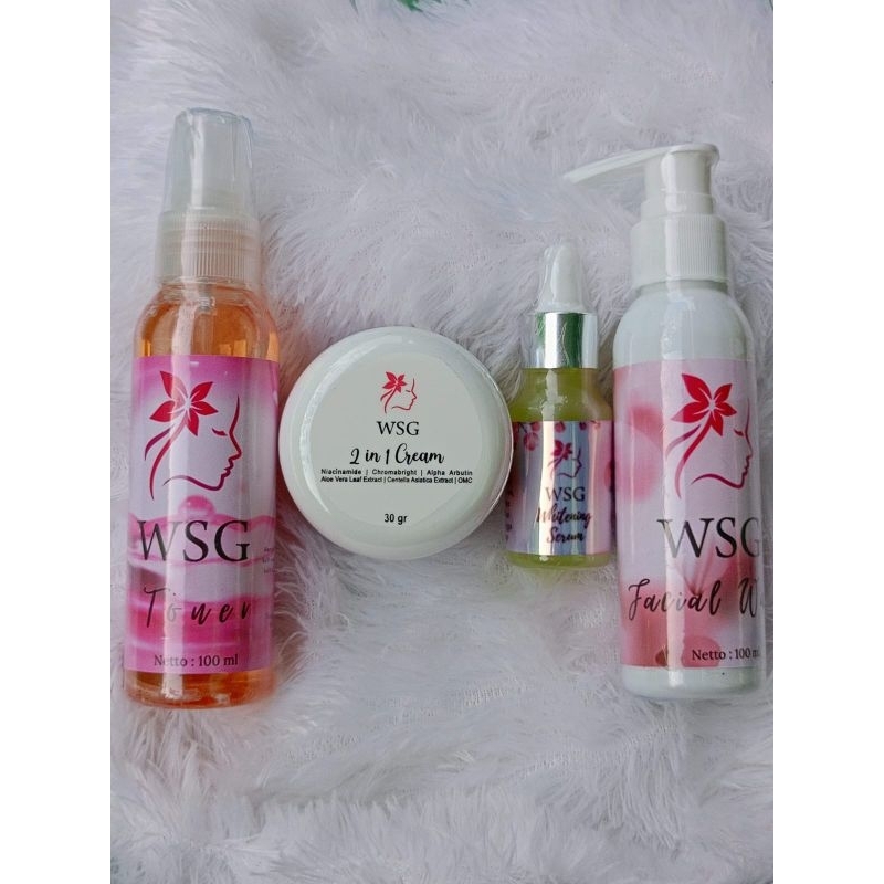 PAKET LENGKAP HEMAT WSG SKINCARE BPOM ( KRIM 30GR , SERUM , FW , DAN TONER )