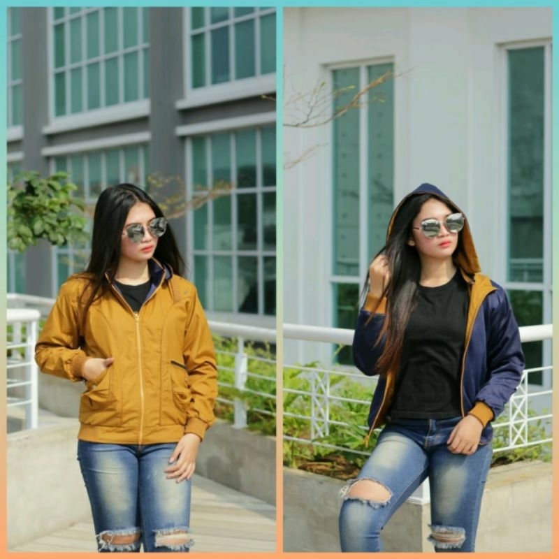 Jaket Jogging Wanita Waterproof Kekinian | OOTD Jaket Cewek Anti Air Terbaru Best Quality