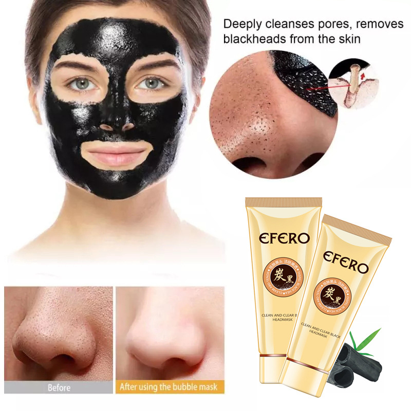 EFERO Masker Komedo Bamboo Charcoal Blackhead Remover Mask Peel Off Mask Masker Wajah Hidung Pembersih Komedo 60g