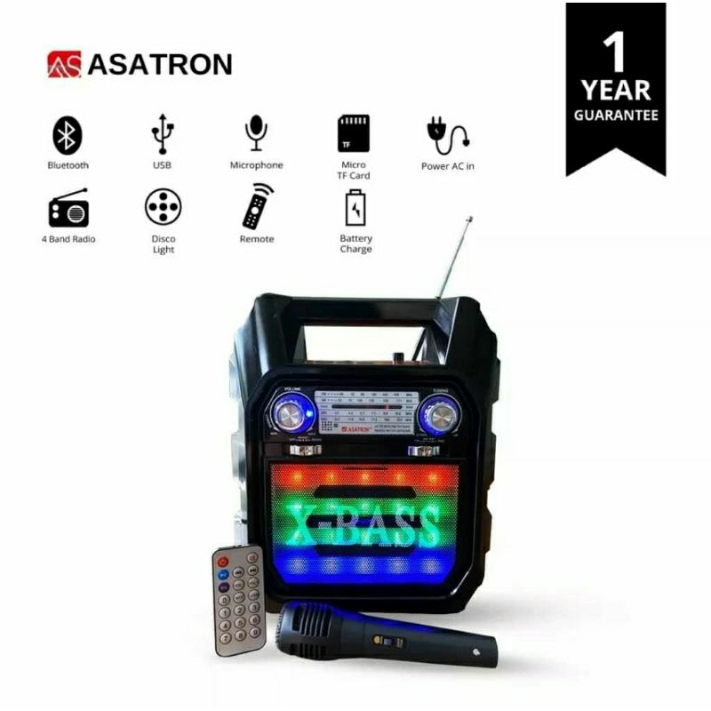 ASATRON  HT-2685 USB WITH ECHO PORTABLE BLUETOOTH SPEAKER/ RADIO FM/ USB/TF MEMORY CARD INCLUDE MIC KABEL 1PCS