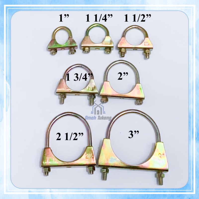 Klem Knalpot 1” 1 1/4” 1 1/2” 1 3/4” 2” / Clamp U Bolt / Clamp Knalpot