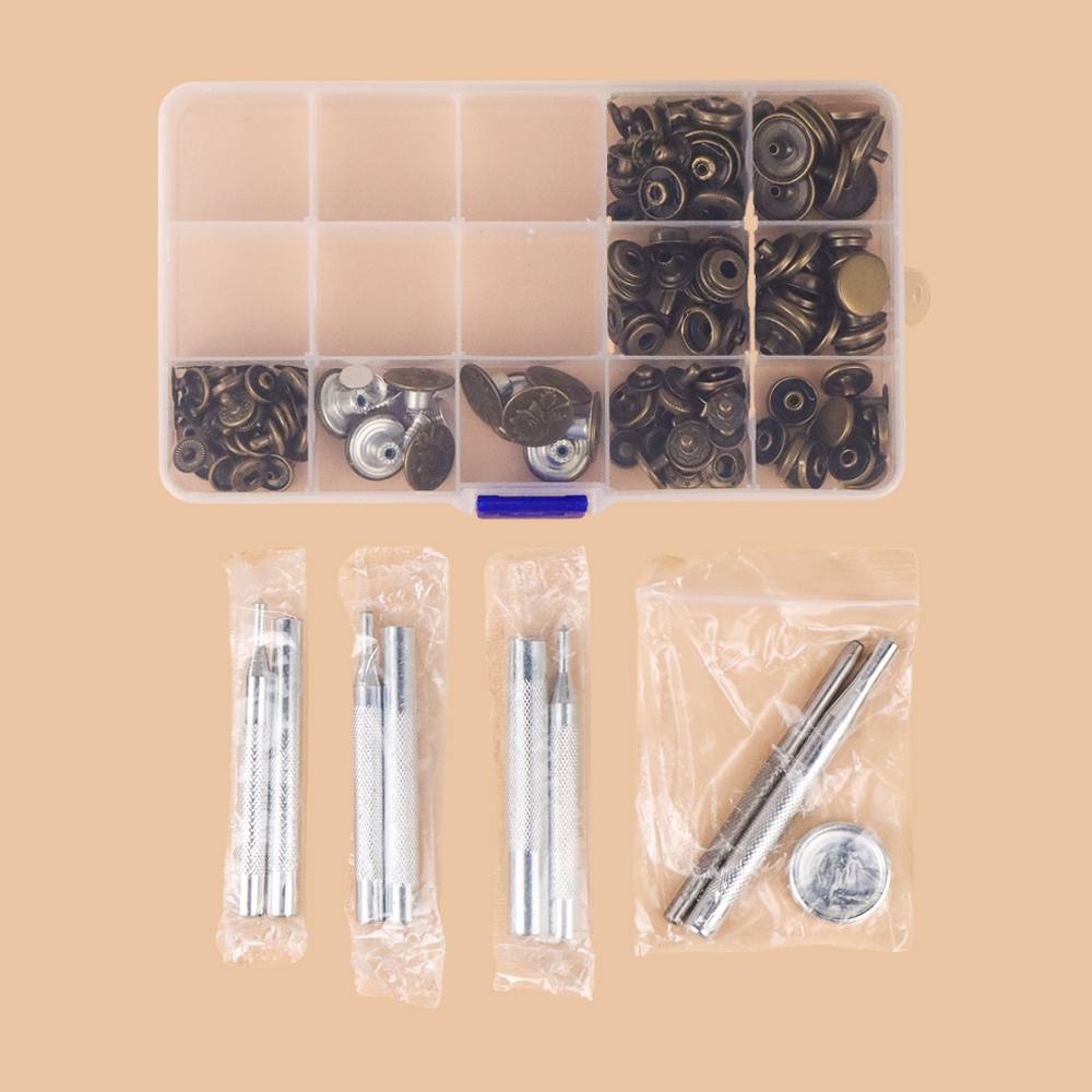 Set Perlengkapan Jahit Poppers Leather Craft with Fixings Tools Kit - XG-90003 - Bronze