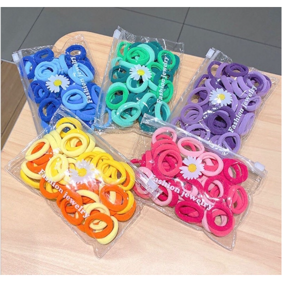 free pouch Karet Rambut Donut mini Kunciran Rambut Rambut Murah import/ ikat rammbut anak/ rainbow kuncir