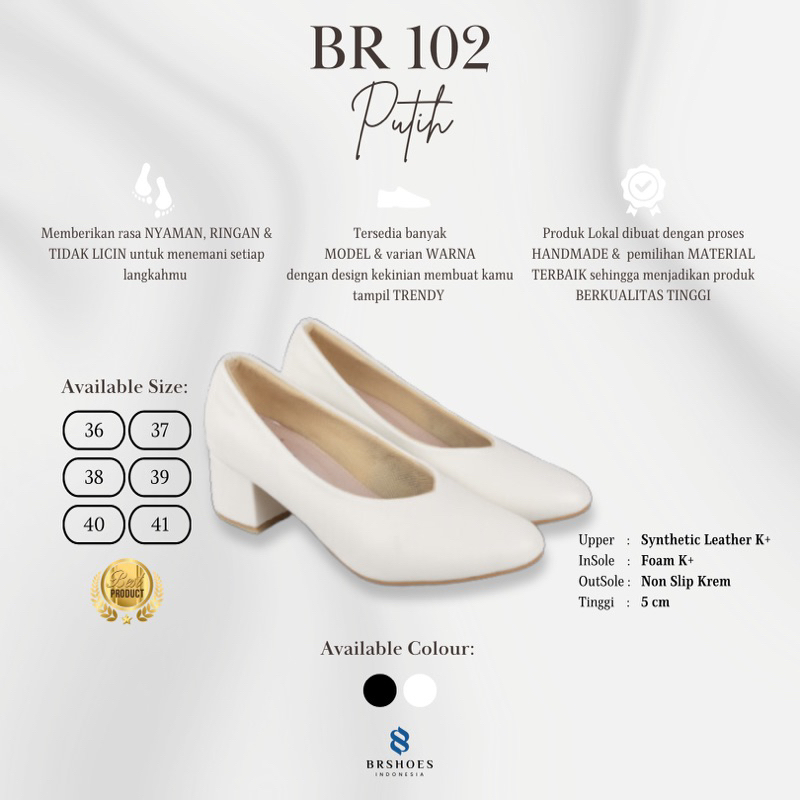 [SIAP KIRIM] BRShoes102 Putih Sepatu Heels Kerja Casual Wanita