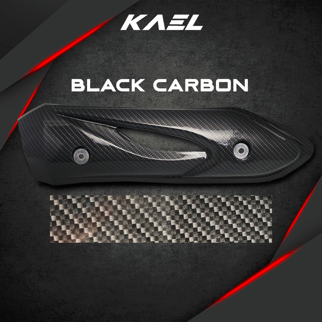 Cover Knalpot Honda Beat Karbu 2008-2012 Old-Lama Carbon-Karbon-Hitam Polos Tutup-Tameng-Pelindung Kenalpot-Muffler-Exhaust