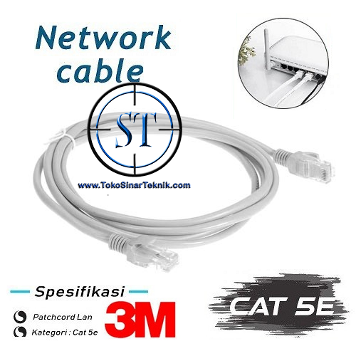 Kabel LAN CAT5E + RJ45 @3M Router Wifi Wireless Access Point Network Modem Router Indoor Outdoor  Crimping Panjang 3 Meter Siap pakai