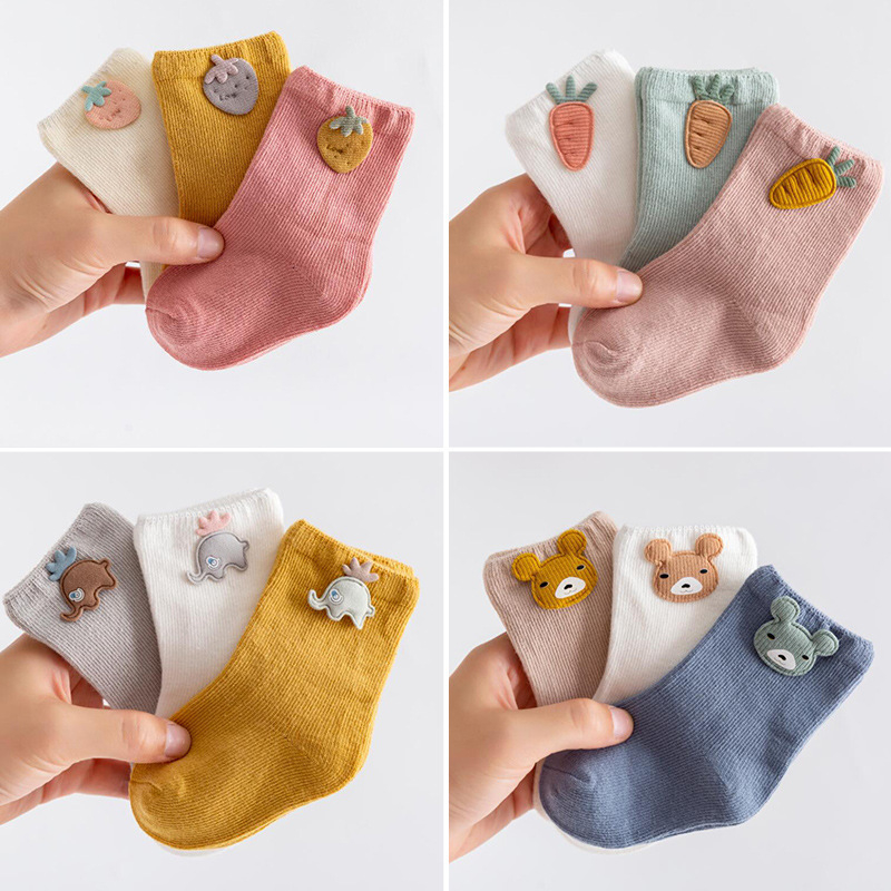 MMM Kaos kaki anak 6753 Bahan Cotton Baby Socks Karakter 3D  Kaos Kaki Bayi  Laki Laki/Perempuan isi 3in1 Kaos Kaki Anak Bayi Anti Slip Kualitas Import Bahan Katun lembut motif kartun