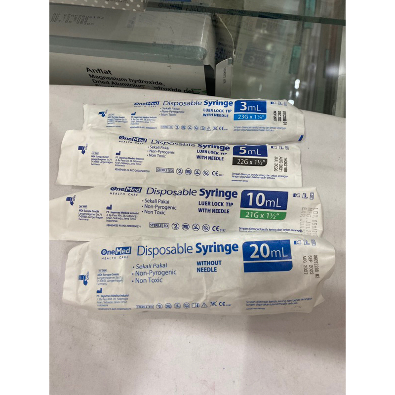 Jarum Suntik Spuit 3cc / 5cc / 10cc / 20cc Spuit Syringe Merk ONEMED - Spuit Alat Medis