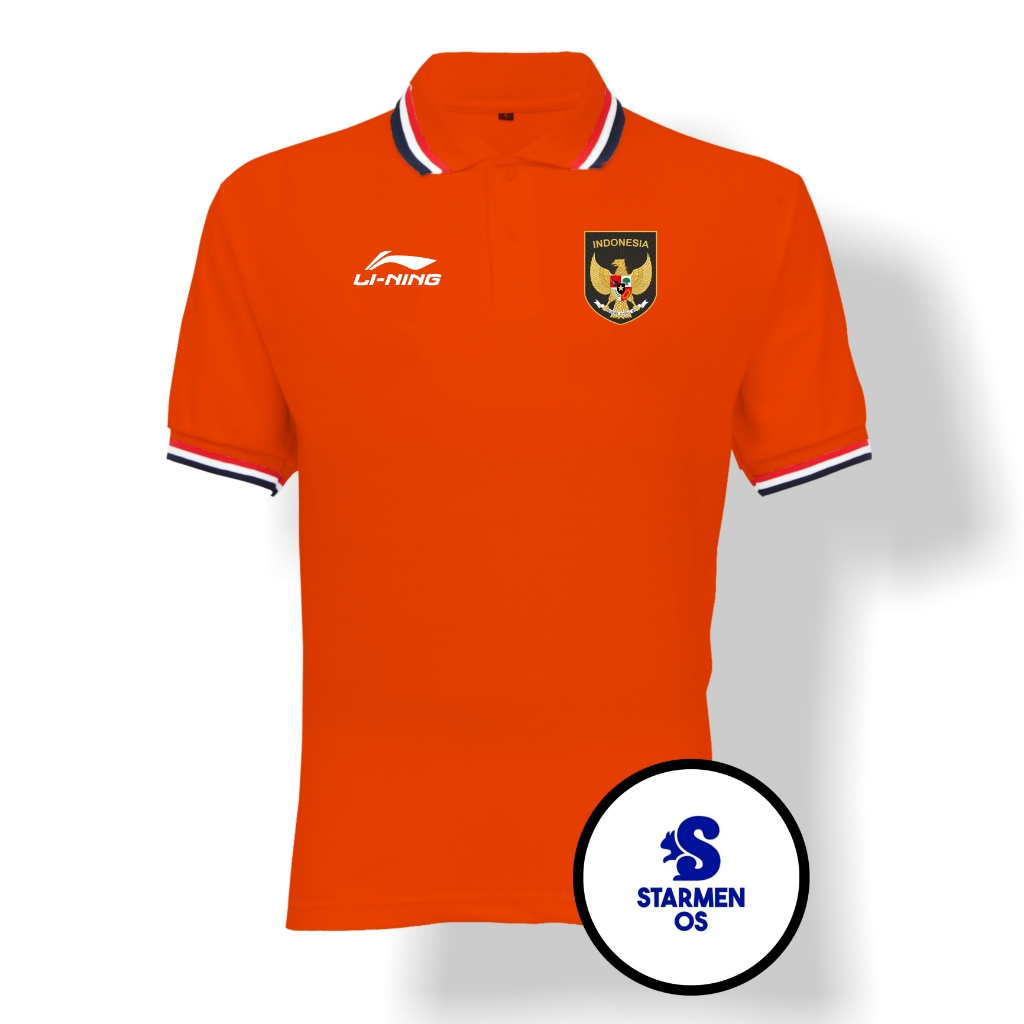 Kaos Wangki Polo T-Shirt Pria Kerah 3 List Soft Logo GARUDA INDONESIA AND Ll NING SEA GAMES 2023