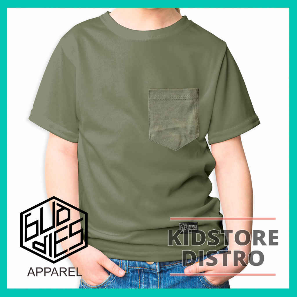 Kaos Anak Pocket Saku Distro Polos Bahan Katun Adem