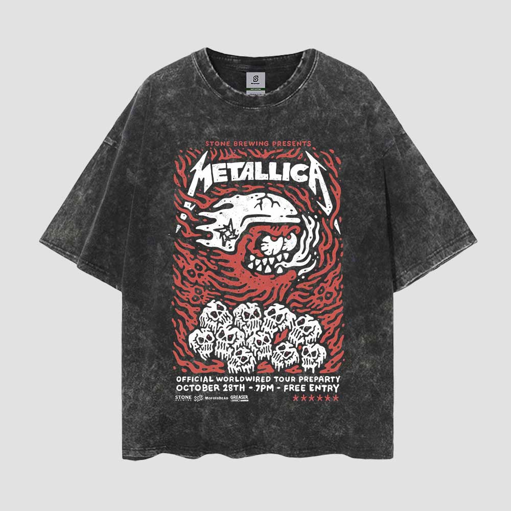 Metallica Tour Preparty Vintage  Style Oversize Washed Tee