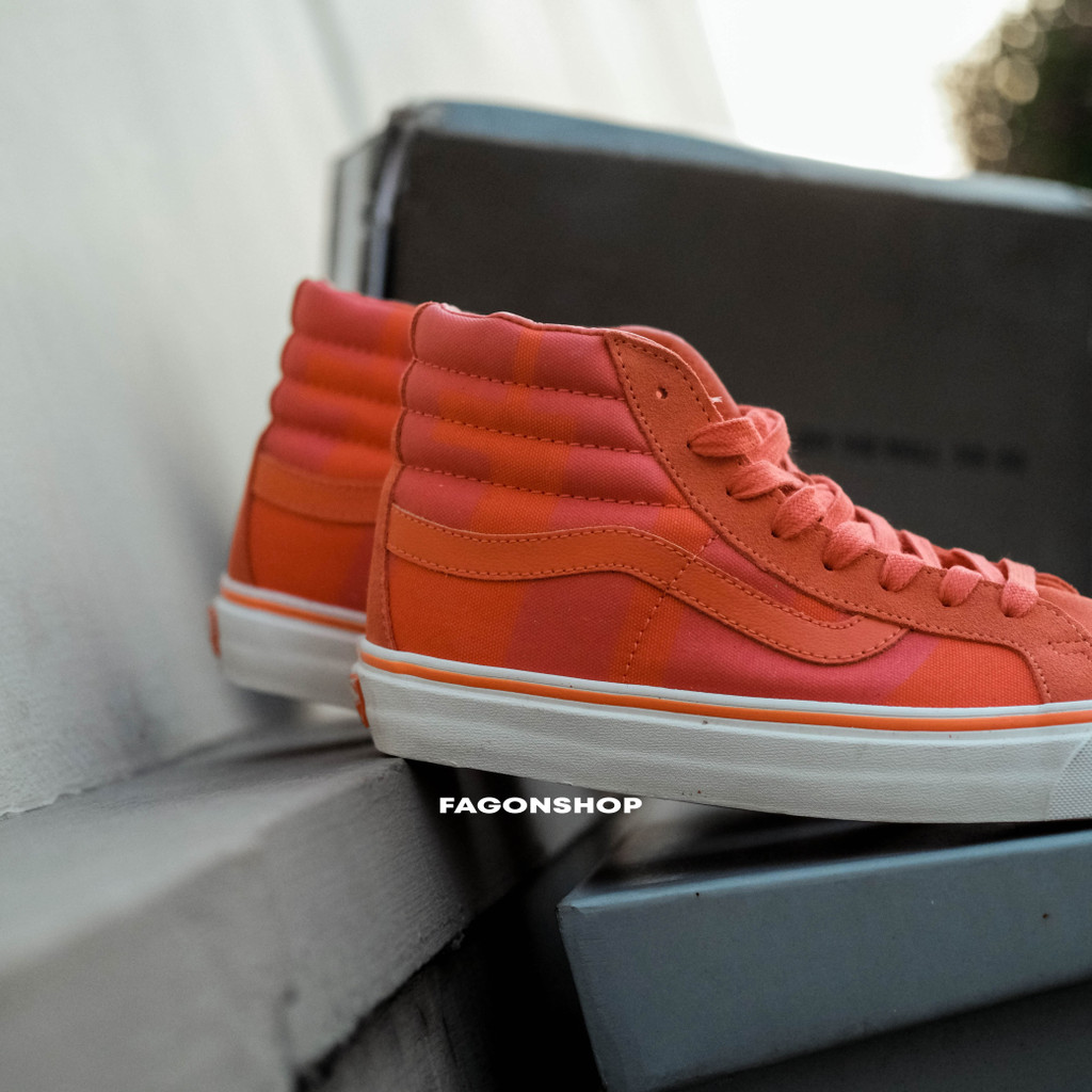 VANS SK8-HI VAULT OG LX X UNDEFEATED LOGO PACK SAFETY ORANGE ORIGINAL 100%