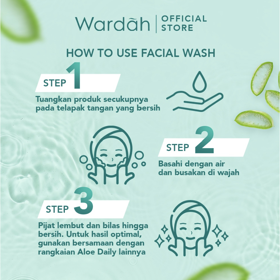 Wardah Nature Daily Aloe Hydramild Facial Wash - Gel pembersih wajah - Dilengkapi Natural Aloe Vera - Melembapkan dan Menyegarkan WARDAH