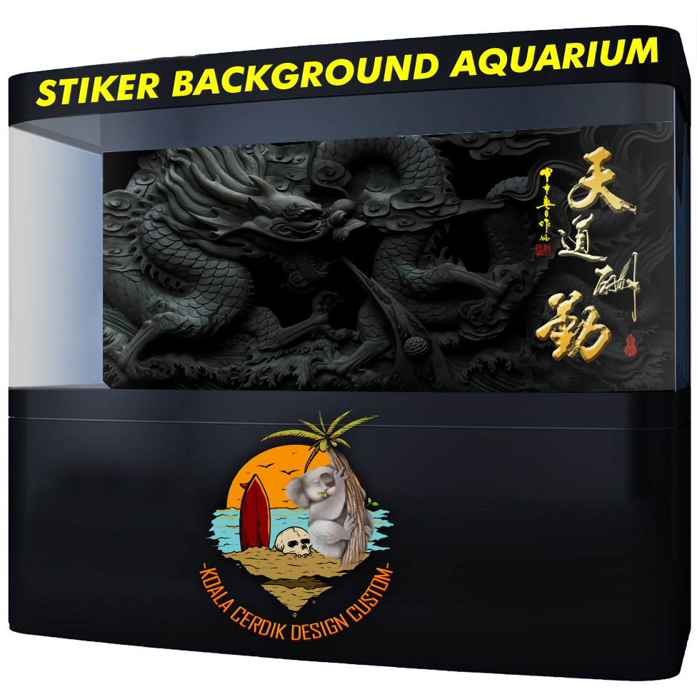 Stiker Background Aquarium Naga Aksara China