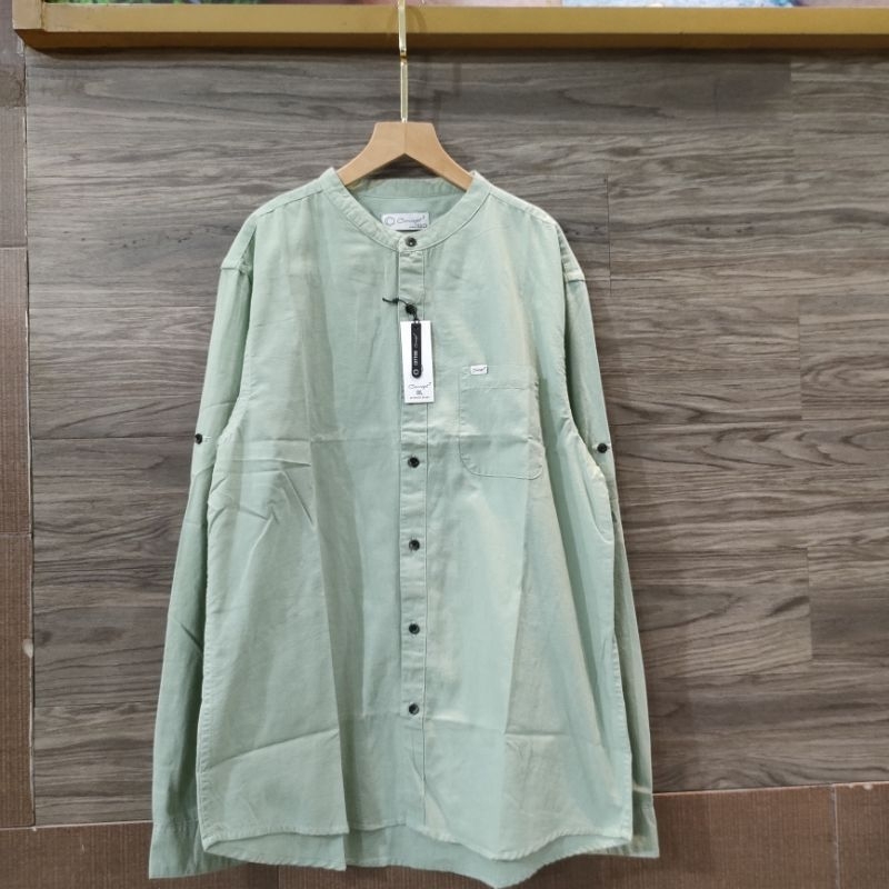 Kemeja Pria Kasual Concept Kerah Mandarin Krah Sanghai Kerah Basic Klasik Hijau Sage Hijau Mint Hija