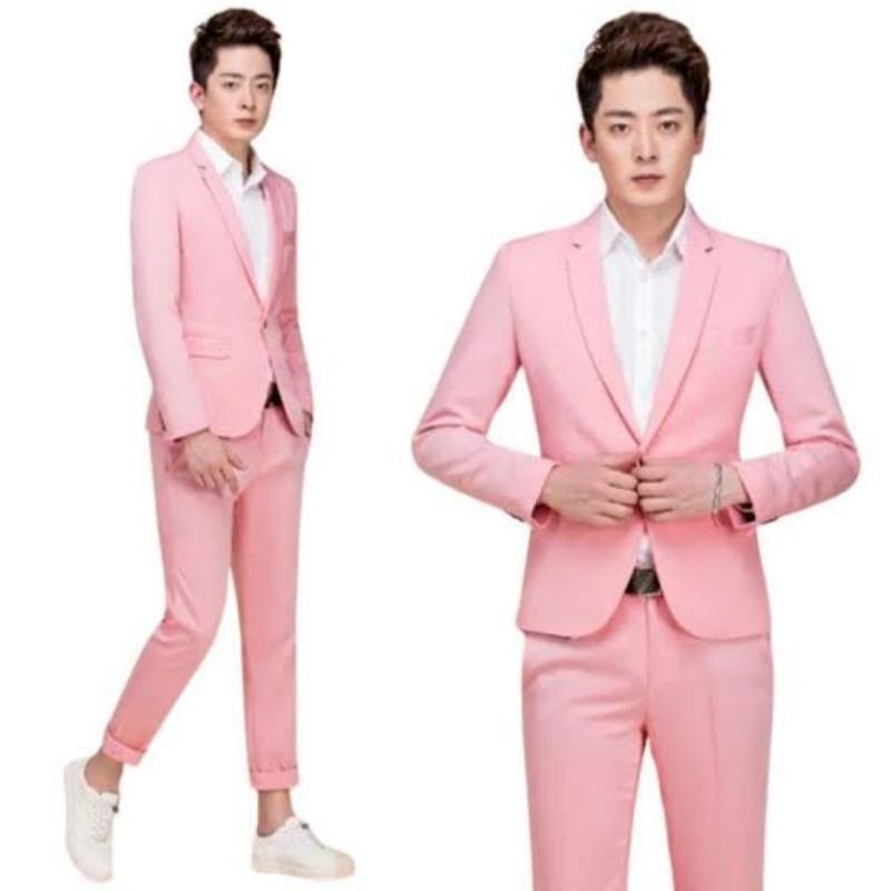 Setelan Jas Blazer Pria Warna Pink - Dusty Pink