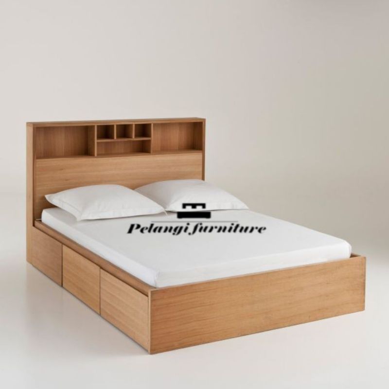 dipan jati minimalis laci dipan laci jati