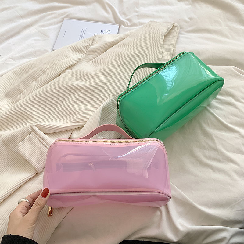 Tas kosmetik PVC transparan baru, tas penyimpanan produk perawatan kulit portabel dan sederhana, tas perlengkapan mandi berkapasitas besar