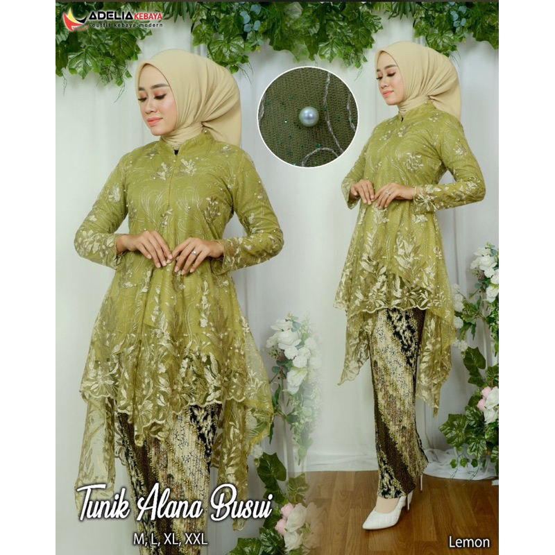 Set Kebaya Tunik Brukat Arumi Pesta Kondangan Lamaran Wisuda Busui Friendly Kekinian By Santiank Kebaya