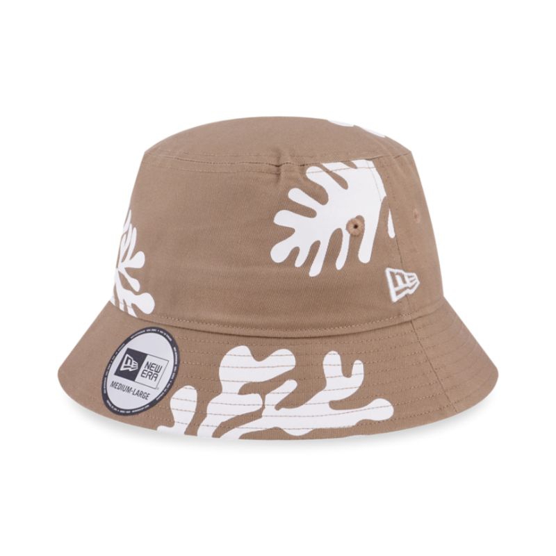 Bucket Hat New Era Cap Plant Leaves Beige Original