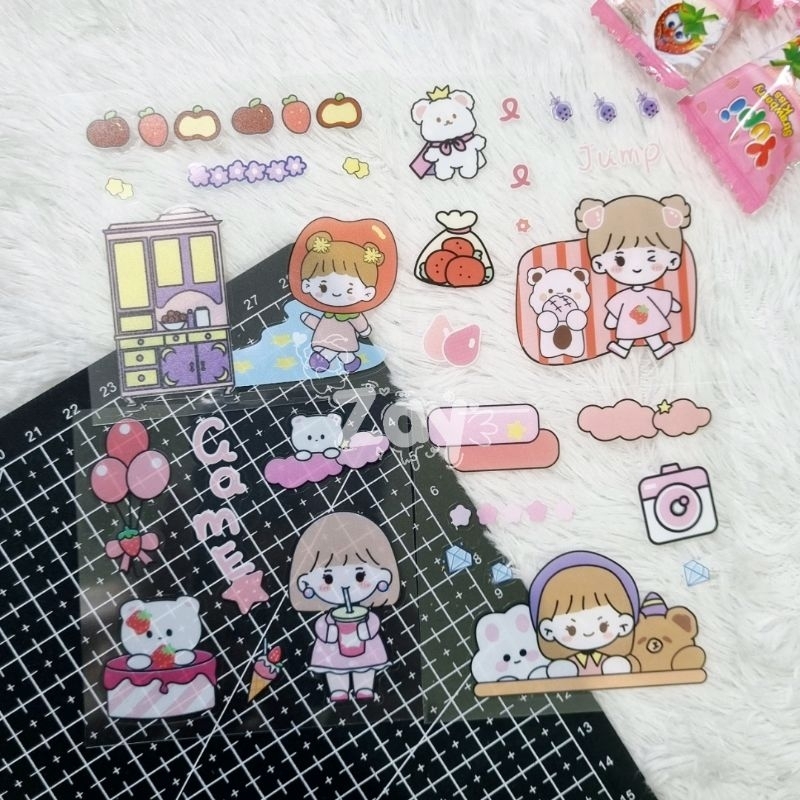 

[ 1 pcs ] Stiker Lucu Kartun Korea Motif Anti Air Korean Sticker Deco Momo Murah