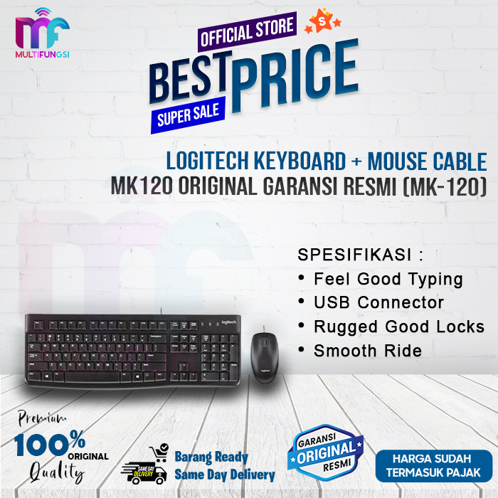 Logitech Keyboard + Mouse Cable MK120 Original Garansi Resmi