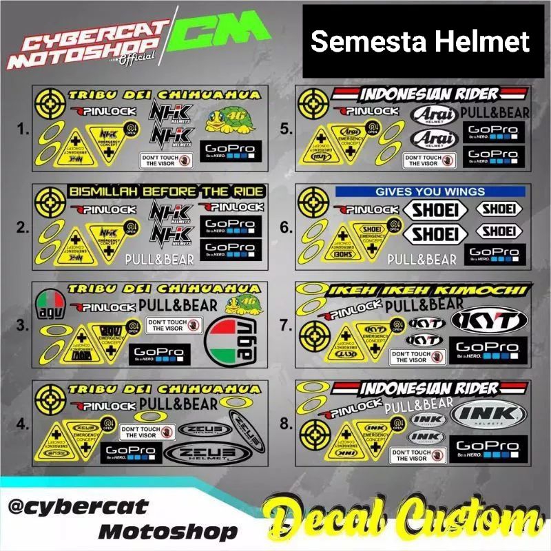 Stiker Helm KYT Set Link Paket Ganteng Leopard