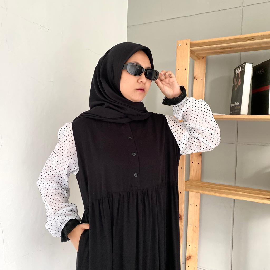 Eleanorre Tavy Dress Black Dress Muslim Wanita