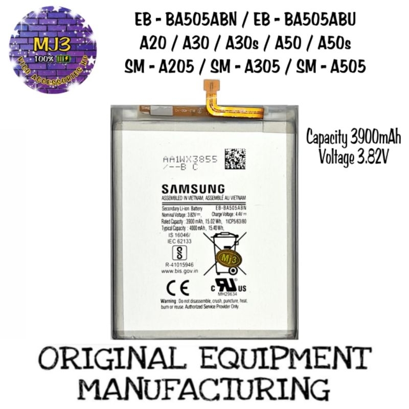 Baterai Samsung A30S A305 A50 A505 A50S A30 A20 A205 EB-BA505ABN battery batre