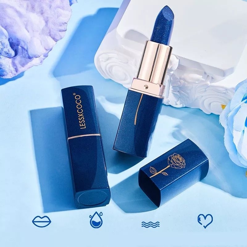 LESSXCOCO Blue Lipstick Color Changing / Lipstik Biru Berubah Warna