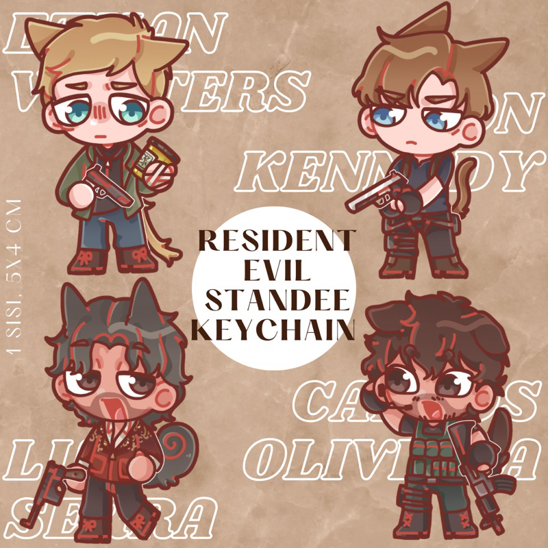 standee ganci/standee keychain, Resident evil | leon, ethan, luis, carlos
