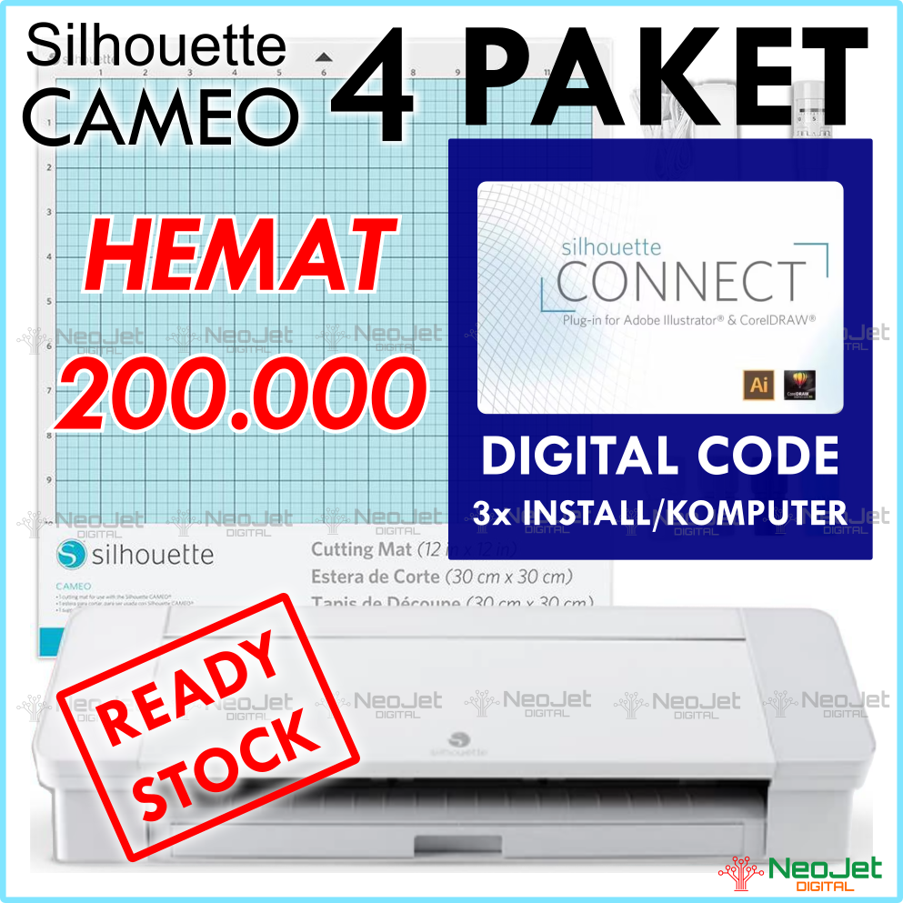 

Mesin Cutting Sticker Silhouette Cameo 4 Paket Connect Digital Code Alat Sablon Digital Polyflex Kertas Transfer Cut Contour