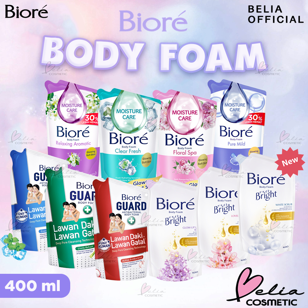 ❤ BELIA ❤ BIORE Body Foam 400ml | Refill Sachet | Moisture Care | Guard Antibacterial | Sabun Mandi Cair Body Wash