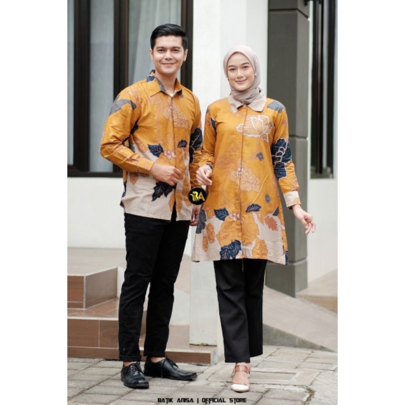 CJB24 Batik Atasan Couple| Fashion batik pria wanita super jumbonya big size M-10XL | Atasan batik panjang warna kunyit| Batik MAWAR KUNING kemeja tunik | Boleh pisah bisa Couple| CLOTHING EXTRA LARGEST | Style batik NUSANTARA MODERN