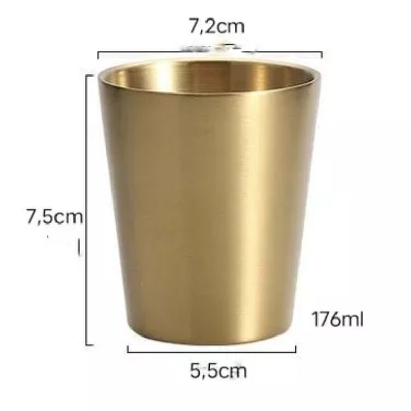 Gelas Korea Stainless Steel Gold 304 Double Wall Anti Karat Bahan Tebal / Gelas Model Korea