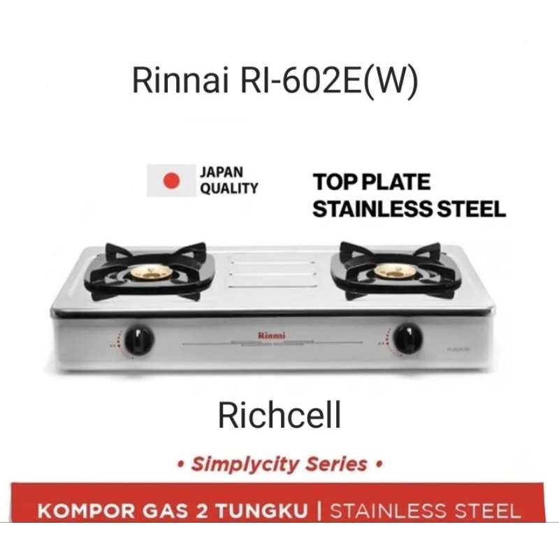 Rinnai Kompor Gas 2 tungku RI602E (W) White Garansi Resmi