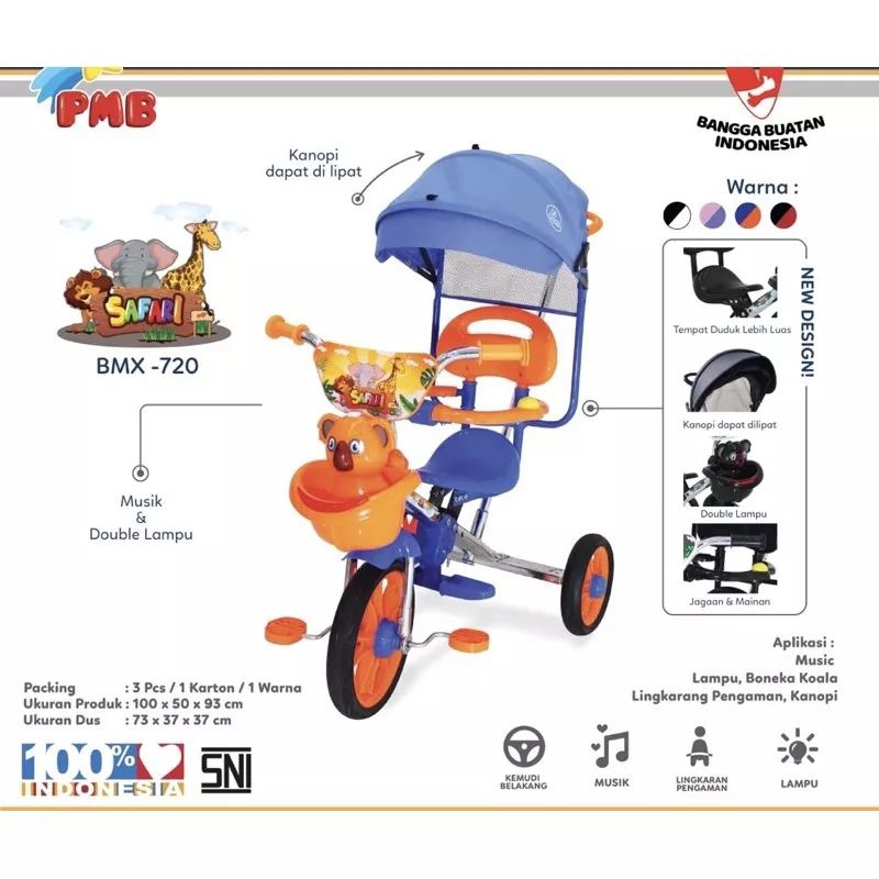 Sepeda Anak Safari+Kanopi dan musik