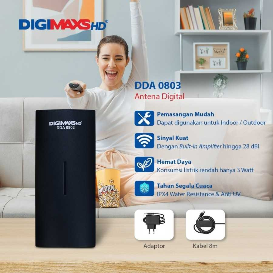 DIGIMAXS HD Antena TV Indoor Outdoor Kabel 8M DDA 0803 / Antena Luar Ruangan / Dalam Ruangan / Antena Super Jernih / Antena Murah Jernih