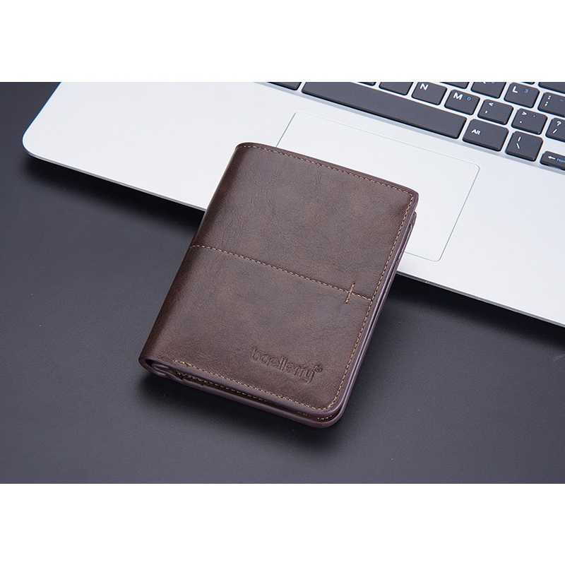 ORIGINAL BAELLERRY D3242 VERTIKAL DOMPET UANG LIPAT MOTIF TEGAK BAHAN KULIT PU KILAT