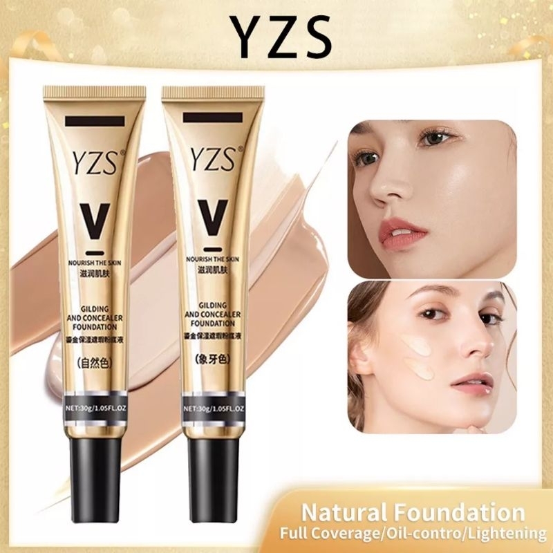 YZS Gilding Concealer Lightening Foundation Full Coverage Oil Control BB Cream Natural Waterproof